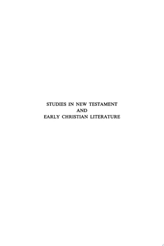 Studies in New Testament and Early Christian Literature Essays in Honor of Allen P. Wikgren