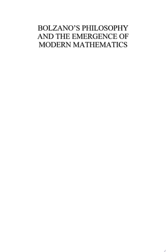 Bolzano's Philosophy and the Emergence of Modern Mathematics