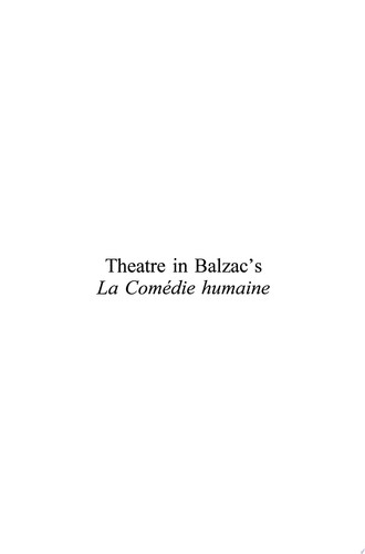Theatre in Balzac's La Comedie humaine