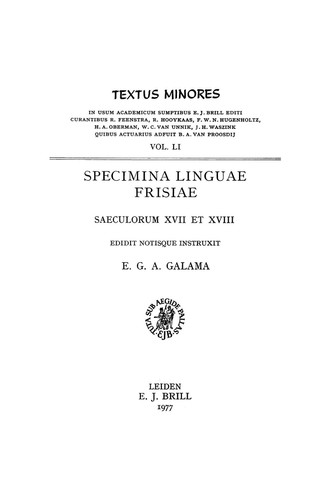 Specimina linguae Frisiae saeculorum XVII et XVIII