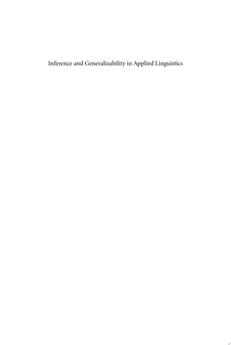 Inference and Generalizability in Applied Linguistics Multiple Perspectives