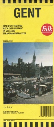 Gent, stadsplattegrond met centrumkaart en volledig straatnamenregister kanaalzone