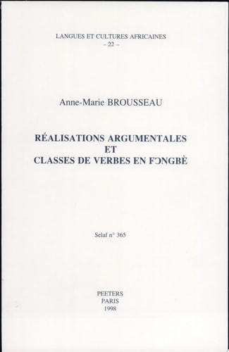 Réalisations argumentales et classes de verbes en Fongbè