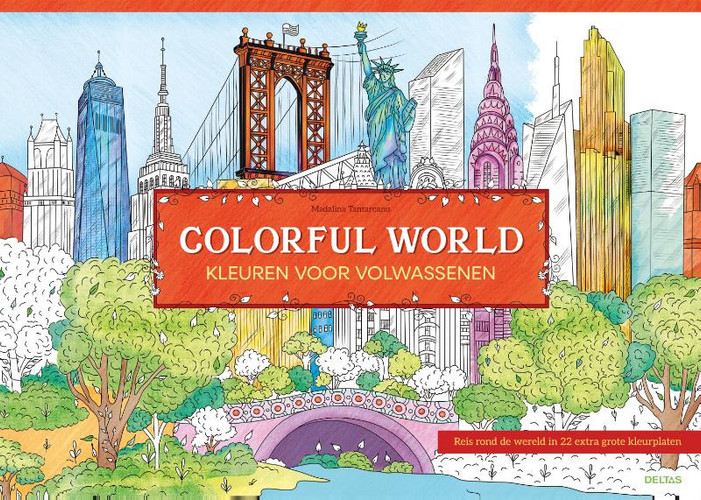 Colorful World - Kleuren voor volwassenen: Reis rond de wereld in 22 extra grote kleurplaten