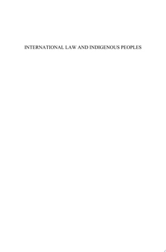 International Law and Indigenous Peoples