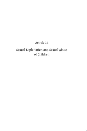A Commentary on the United Nations Convention on the Rights of the Child, Article 34: Sexual Exploitation and Sexual Abuse of Children