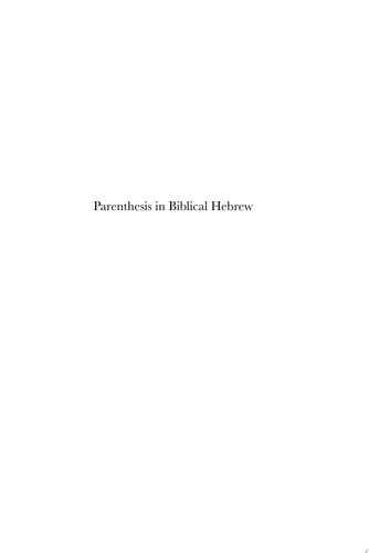 Parenthesis in Biblical Hebrew