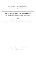 Deutschsprachige Publikationen in schwedischer Übersetzung 1870-1933 (Acta Universitatis Stockholmiensis) (German Edition)