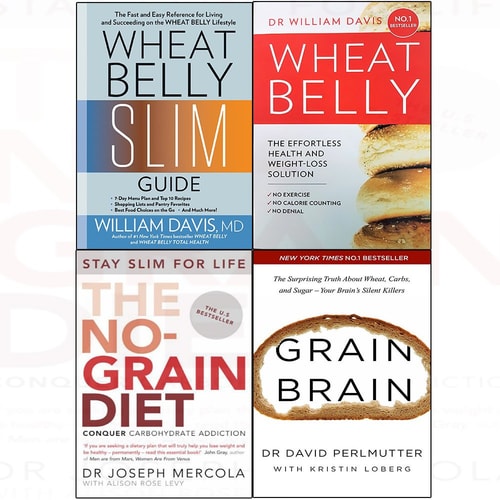 Wheat belly slim guide, wheat belly, no-grain diet, grain brain 4 books collection set
