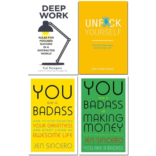 Deep work cal newport, unfck yourself, you are a badass, you are a badass at making money 4 books collection set