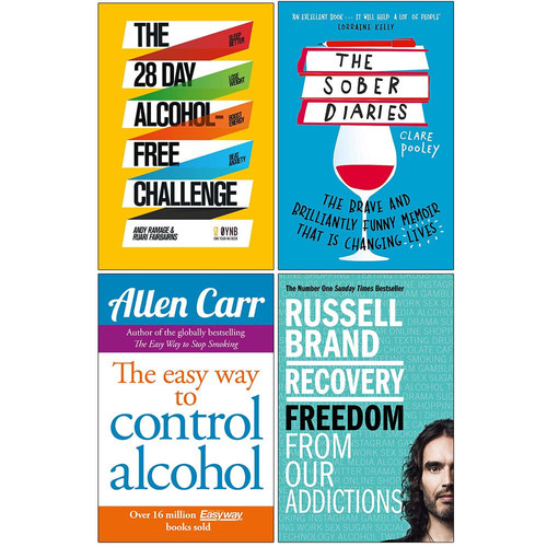 The 28 Day Alcohol-Free Challenge, The Sober Diaries, Easy Way to Control Alcohol, Recovery Freedom From Our Addictions 4 Books Collection Set