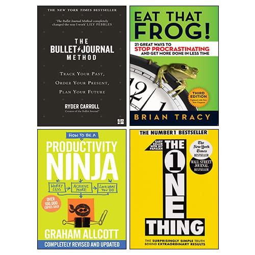 The Bullet Journal Method, One Thing, How to be a Productivity Ninja, Eat That Frog! 4 Books Collection Set