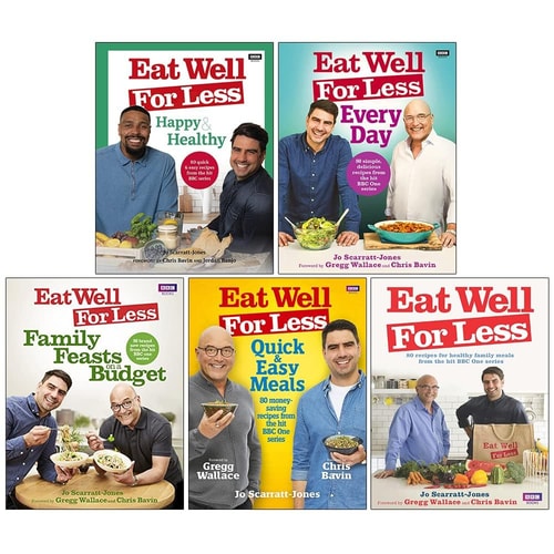 Eat Well For Less 5 Books Collection Set By Jo Scarratt-Jones (Happy & Healthy, Every Day, Family Feasts on a Budget, Quick and Easy Meals, Eat Well for Less)