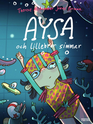 Aysa och lillebror simmar