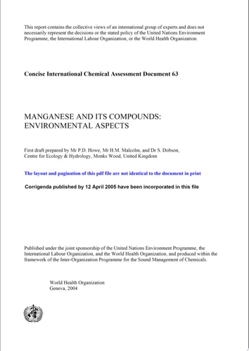 Manganese and Its Compounds Environmental Aspects