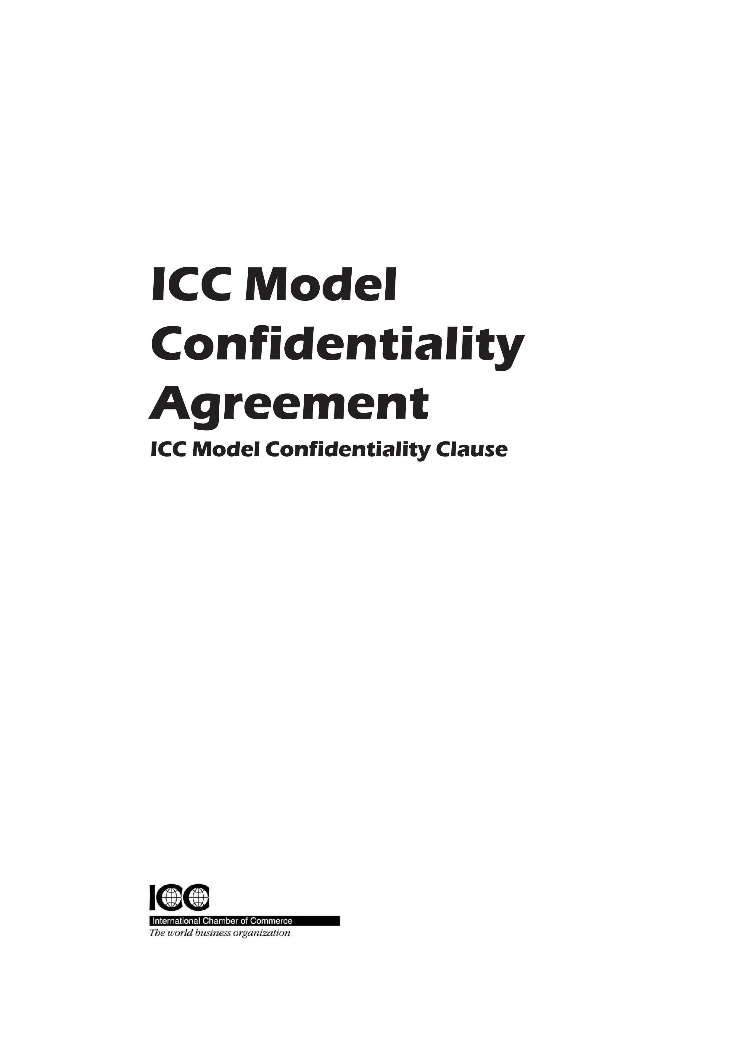 ICC Model Confidentiality Agreement