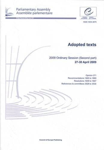 Parliamentary Assembly - Adopted Texts - 2009 Ordinary Session (Second Part) 27-30 April 2009