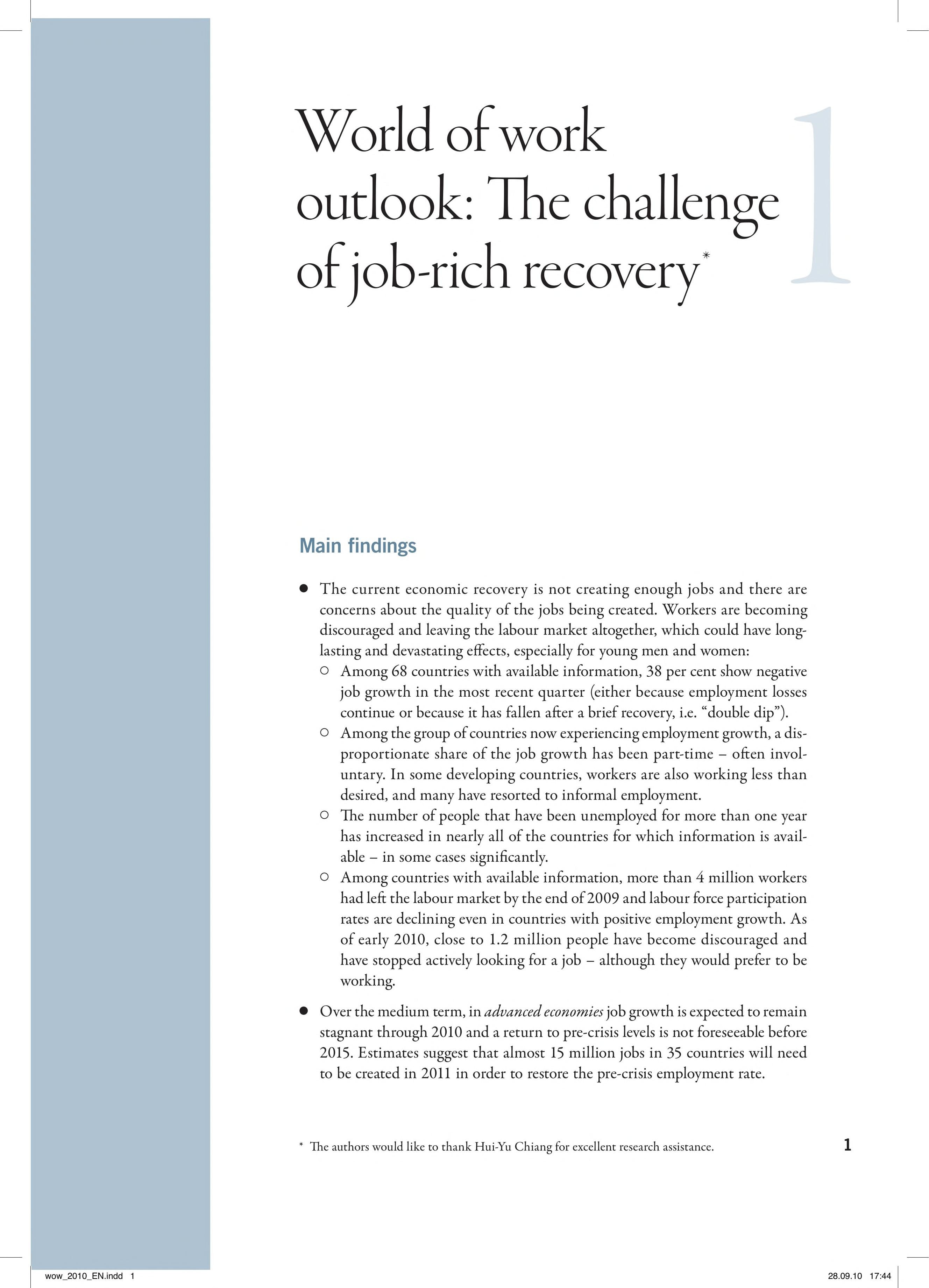 World of Work Report 2010: From One Crisis to the Next?