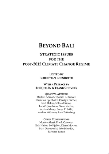 Beyond Bali Strategic Issues for the Post-2012 Climate Change Regime