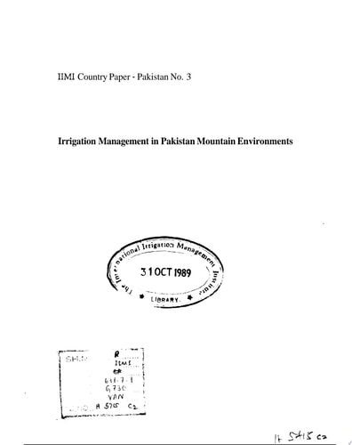 Irrigation Management in Pakistan Mountain Environment