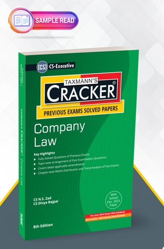 Taxmann's CRACKER for Company Law (Paper 2 | Company Law) – Covering past exam questions & detailed (point-wise) answers | Amendment-based Questions | CS Executive | Old Syllabus | June 2024 Exam