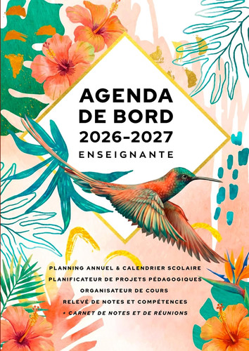 Agenda de bord 2026/2027 Enseignante: Carnet de bord A4 pour planifier et s'organiser