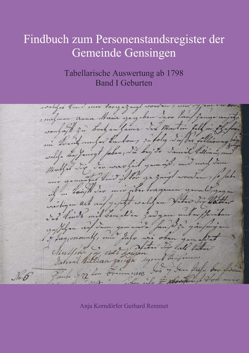 Findbuch zum Personenstandsregister der Gemeinde Gensingen Tabellarische Auswertung ab 1798 Band I Geburten