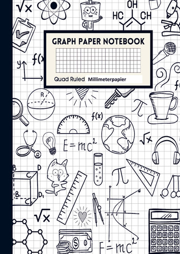Mathematik Notizbuch Graphisches Papier Notizbuch Notizbuch aus Millimeterpapier - 1/2 Zoll große Quadrate Math Notebook Graph Paper Notebook ¿ 1/2 inch squares For Kids And Student