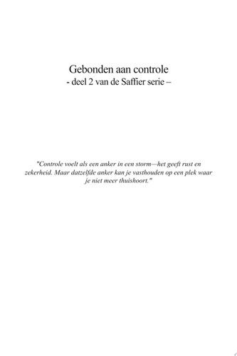 Gebonden aan controle Deel 2 van de Saffier serie