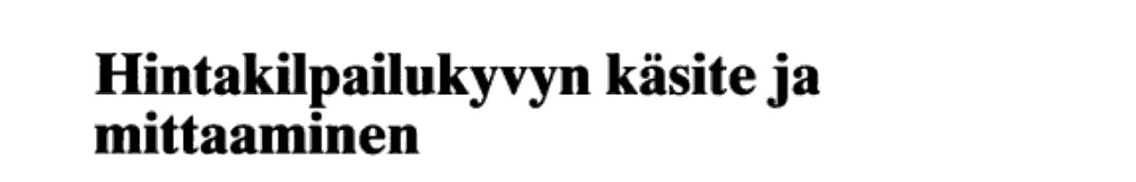 Hintakilpailukyvyn käsite ja mittaaminen