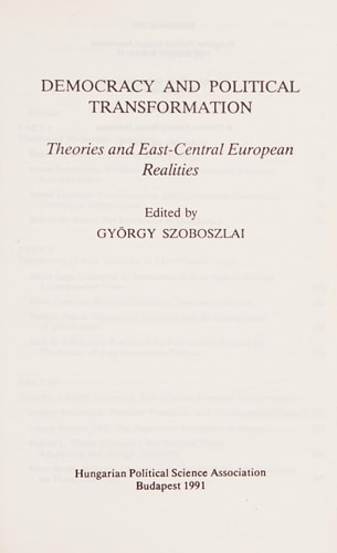 Flying Blind Emerging Democracies in East-Central Europe