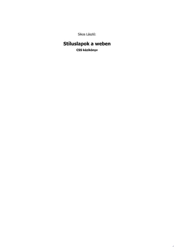 Stíluslapok a weben CSS kézikönyv
