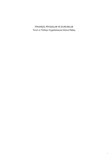FİNANSAL PİYASALAR VE KURUMLAR