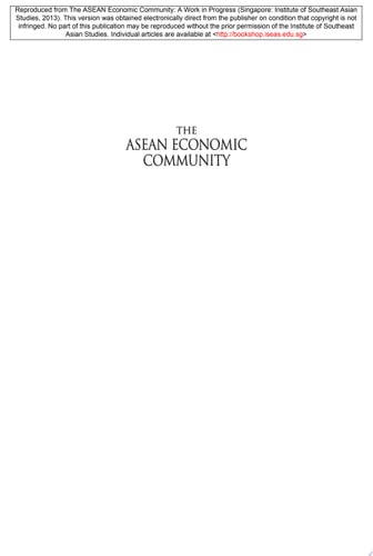 The ASEAN Economic Community A Work in Progress