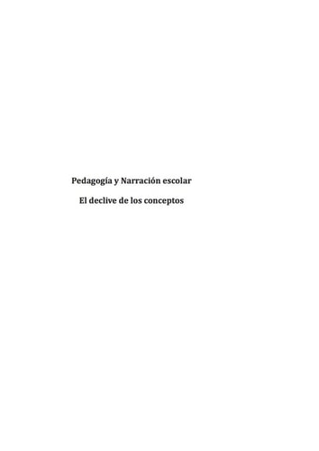 Pedagogía y narración escolar. El declive de los conceptos