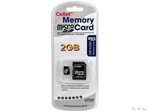 Cellet 2GB MicroSD for Micromax A60 Smartphone custom flash memory, high-speed transmission, plug and play, with Full Size SD Adapter. (Retail Packaging)