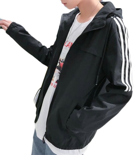 M&S&W Men's Slim Fit Drawstring Bomber Zipper Lightweight Jackets Black XS