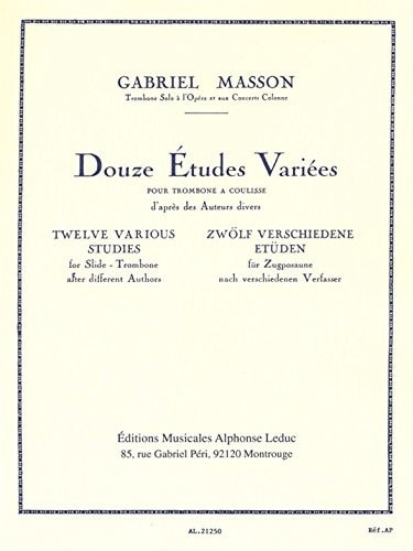 GABRIEL MASSON: 12 ETUDES VARIEES (TROMBONE SOLO)