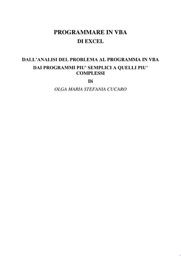 Programmare in VBA (Visual Basic for Applications)