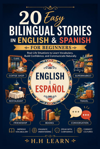20 Easy Bilingual Stories in English & Spanish for Beginners: Learn Spanish Naturally Through Parallel Text, Everyday Conversations, Vocabulary Building, Reading Comprehension, and Practical Grammar