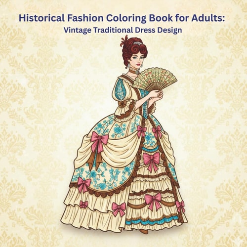 Historical Fashion Coloring Book for Adults: Vintage Traditional Dress Design: Fashion and Style Inspired by Graceful Clothing in Classic Fashion