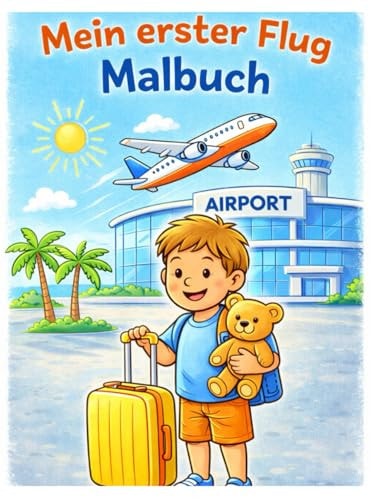 Mein erster Flug – Malbuch: Ein liebevolles Malbuch rund um Flughafen, Flugzeug und Urlaub (German Edition)