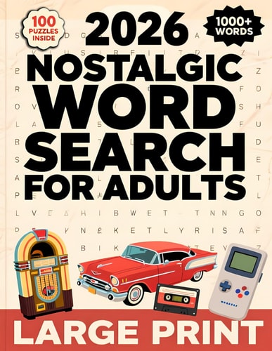 2026 Nostalgic Word Search for Adults and Seniors: Big, Easy to Read, Large Print Puzzles Inspired by the 50s, 60s, 70s, 80s and 90s