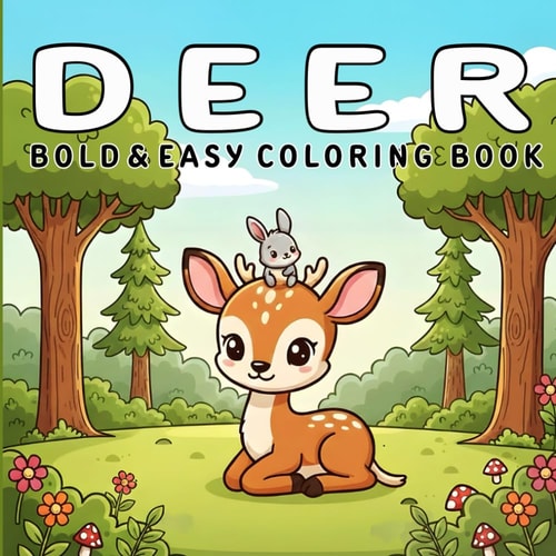 Deer Coloring Book: 40+ Adorable Cozy Deer Coloring Pages for Stress Relief – Simple and Enjoyable Designs for Teens and Adults