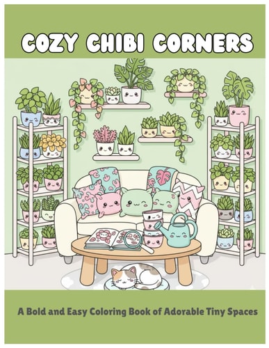 Cozy Chibi Corners: A Bold and Easy Kawaii Coloring Book of Adorable Tiny Spaces
