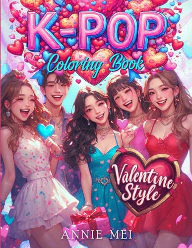 K-Pop Coloring Book Valentine Style: K Pop Idol Fashion & Cozy Romantic Love Aesthetic | Perfect Gift for Girly Girls, Cute Anime Coloring Book for Teens, Fun Young Adult Coloring Book, Kpop Fan Gifts