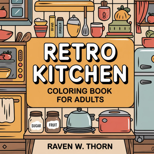 Retro Kitchen Coloring Book for Adults: Cozy Vintage Kitchen Scenes for Relaxation, Stress Relief, and Mindful Coloring