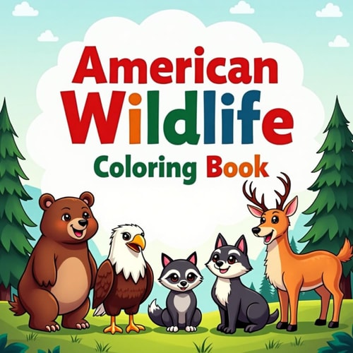 American Wildlife Coloring Book for Kids: Bold and Easy Coloring Pages of Bears, Wolves, Eagles, Owls, and More Amazing Animals & Birds of America