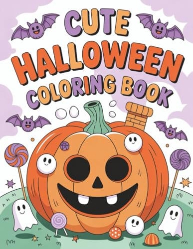 Cute Halloween Coloring Book for Kids: 125 Fun and Adorable Halloween Coloring Pages with Ghosts, Pumpkins, Witches, Cats & More | Ages 3-8