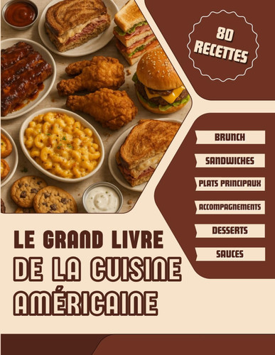 Le Grand Livre de la Cuisine Américaine: 80 Recettes USA en photos - Brunch, Sandwiches, Plats Principaux, Accompagnements, Desserts et Sauces
